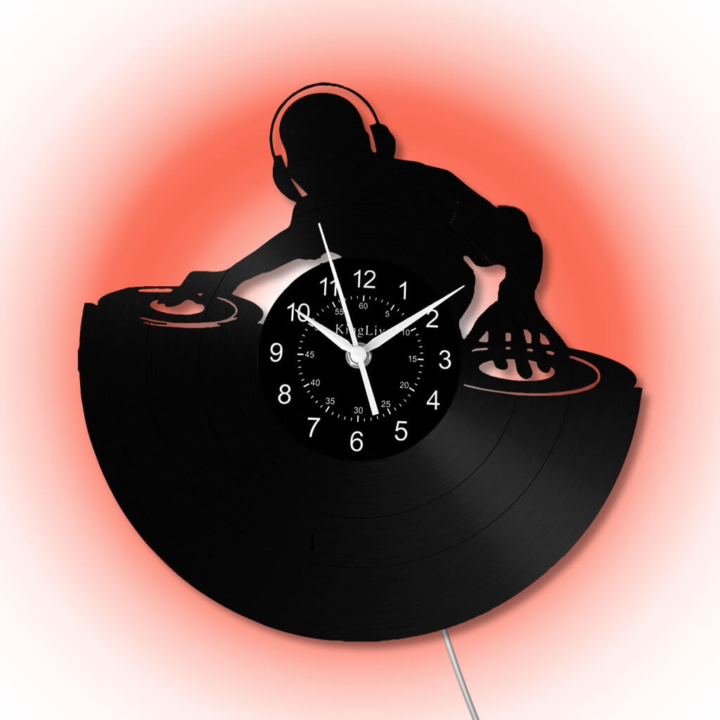 LED Vinyl Wall Clock | Custom DJ Name | 12''