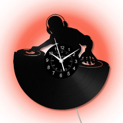 LED Vinyl Wall Clock | Custom DJ Name | 12''