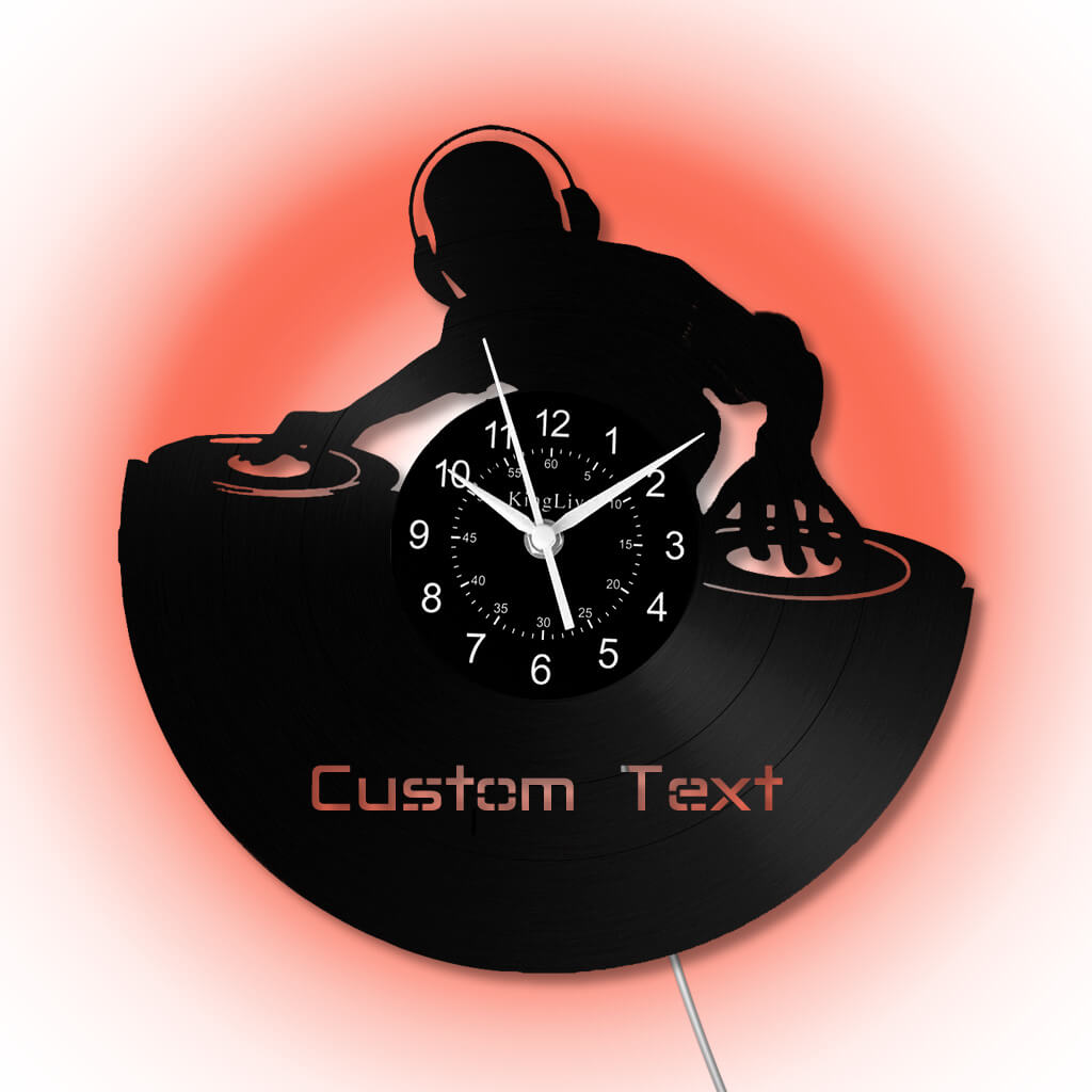 LED Vinyl Wall Clock | Custom DJ | 12'' | 0109WPB