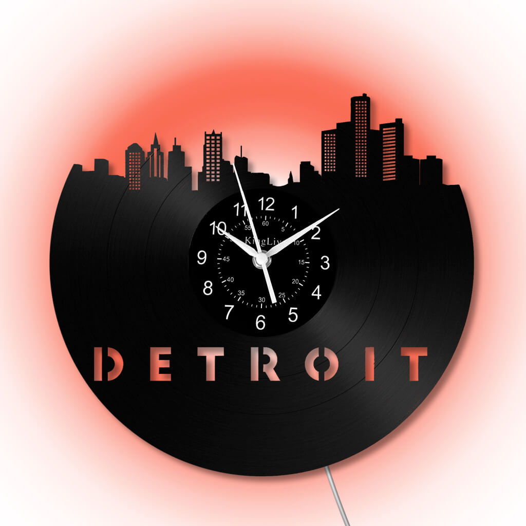 LED Vinyl Wall Clock | Detroit | 12'' | 0286WPB