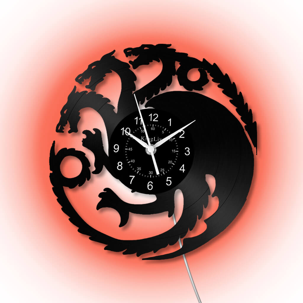 LED Vinyl Wall Clock | Dragon | 12'' | 0166WPB