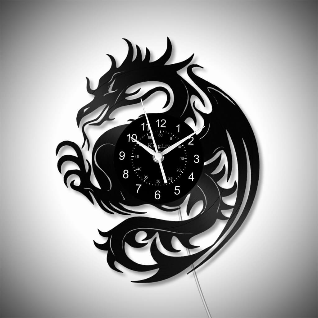 LED Vinyl Wall Clock | Dragon | 12''
