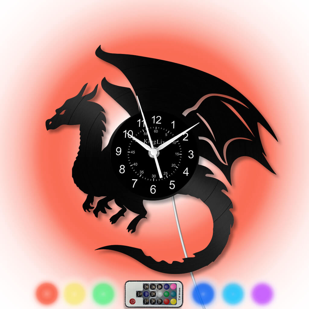 LED Vinyl Wall Clock | Dragon | 12''