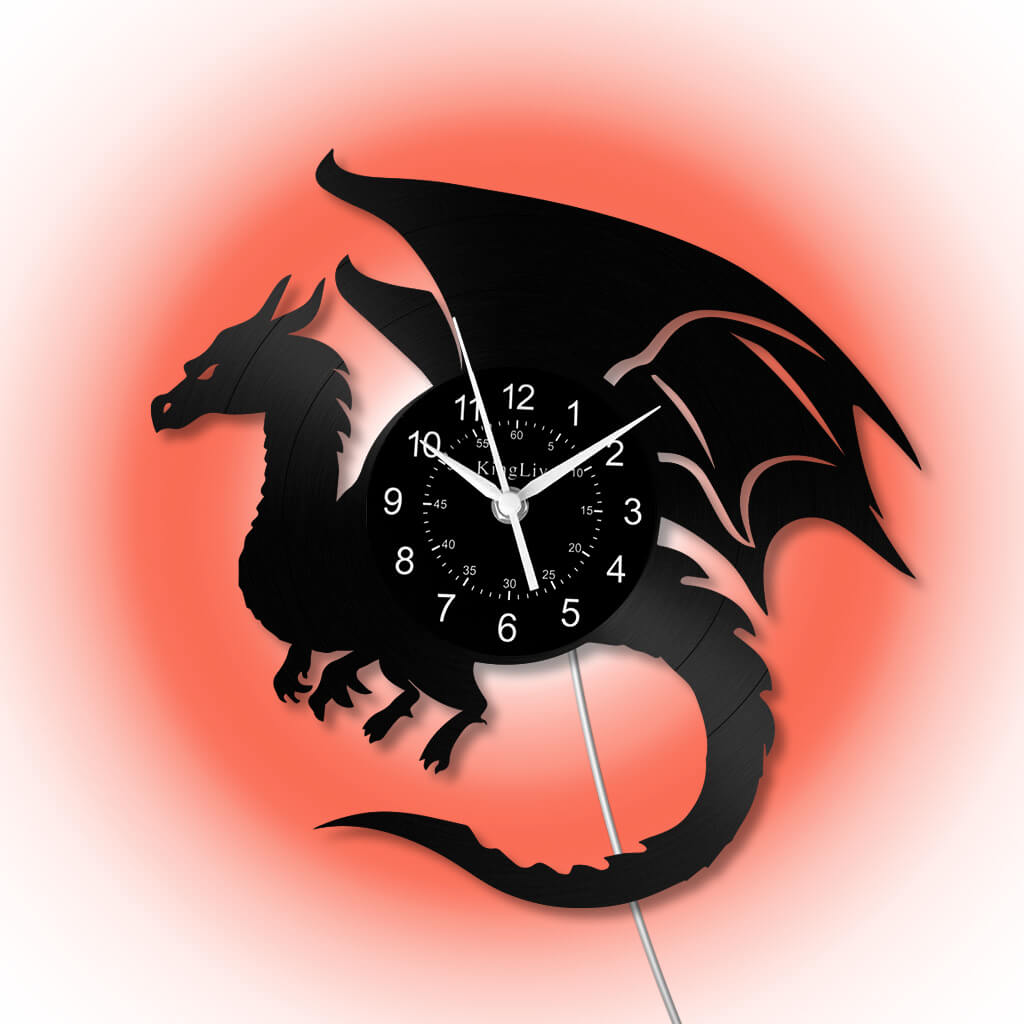 LED Vinyl Wall Clock | Dragon | 12''