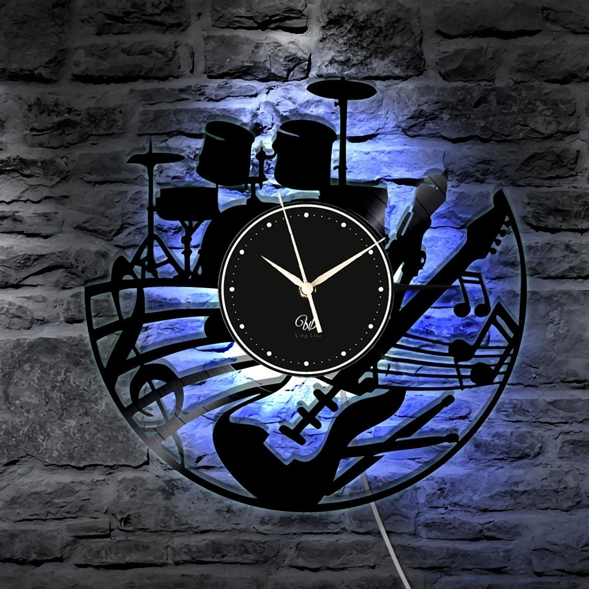 Drum Band Led Vinyl Record Wall Clock