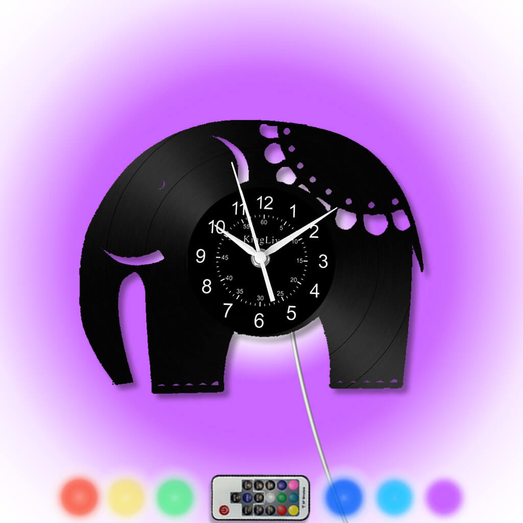LED Vinyl Wall Clock | Elephant | 12'' | 0201WPB
