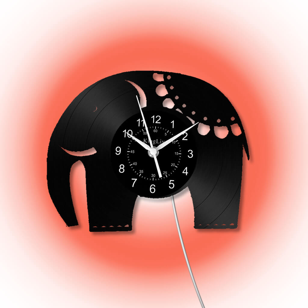 LED Vinyl Wall Clock | Elephant | 12'' | 0201WPB
