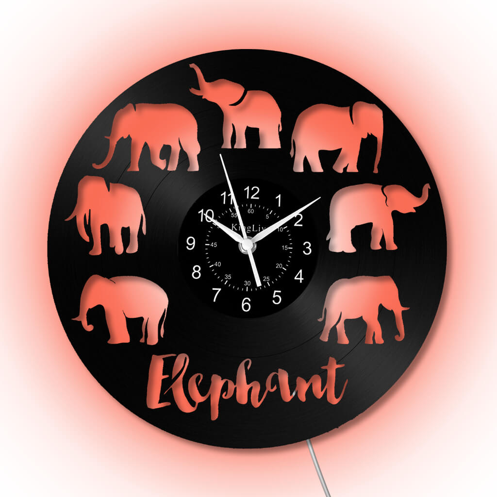 LED Vinyl Wall Clock | Elephant | 12''