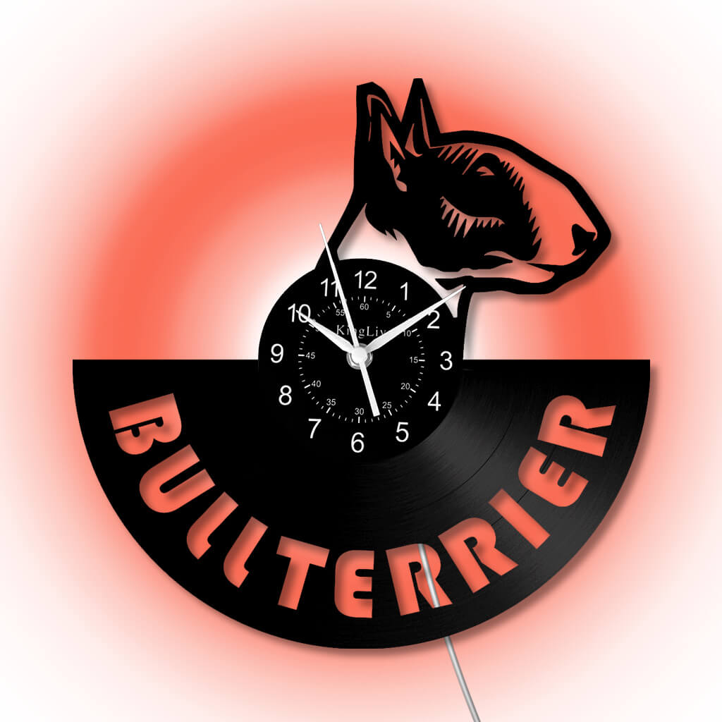 LED Vinyl Wall Clock | Bull Terrier Dog | 12'' | 0236WPB