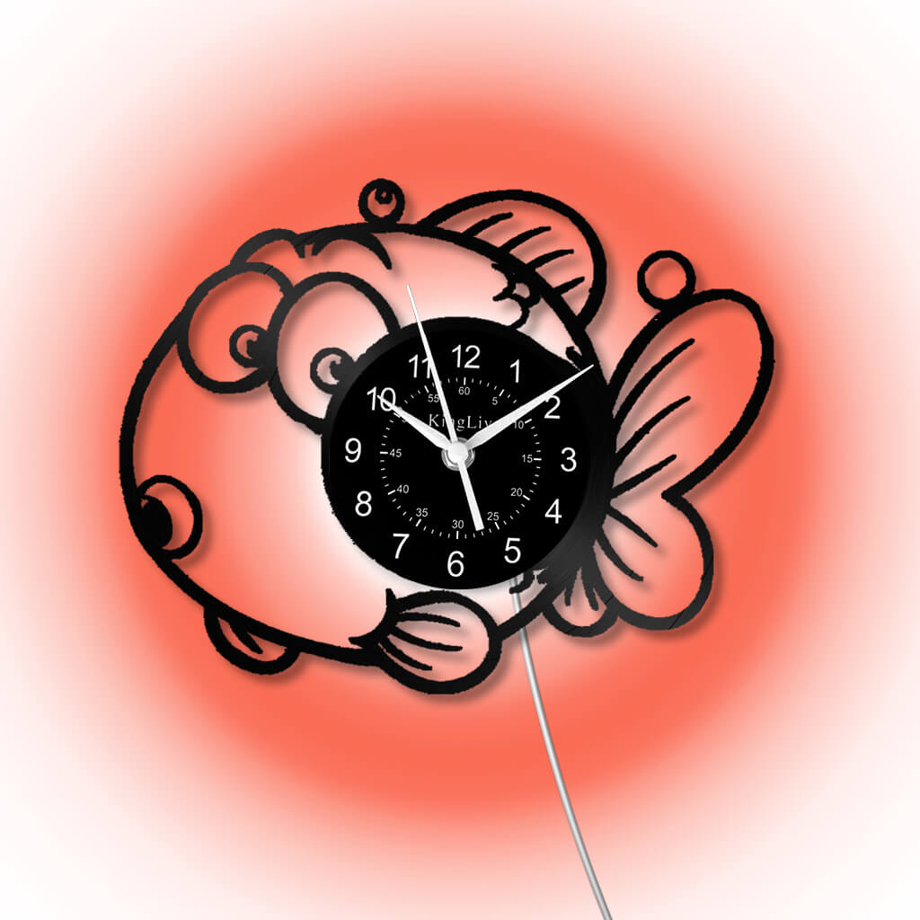LED Vinyl Wall Clock | Fish | 12'' | 0190WPB