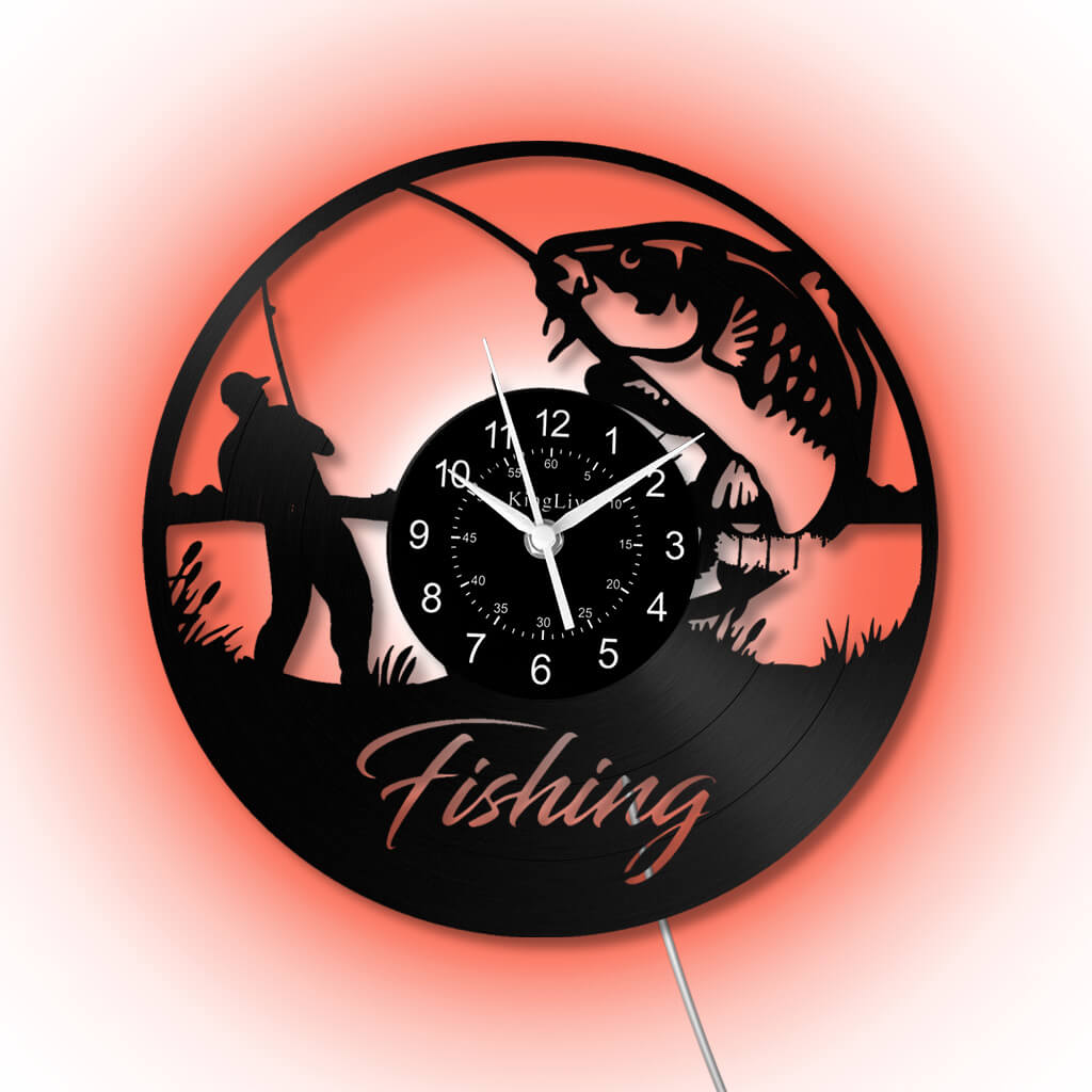 LED Vinyl Wall Clock | Fishing | 12'' | 0062WPB
