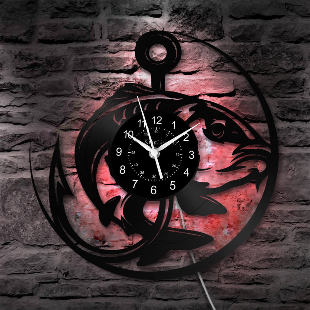 LED Vinyl Wall Clock | Fishing | 12'' | 0224WPB