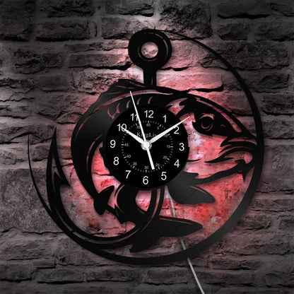 LED Vinyl Wall Clock | Fishing | 12'' | 0224WPB