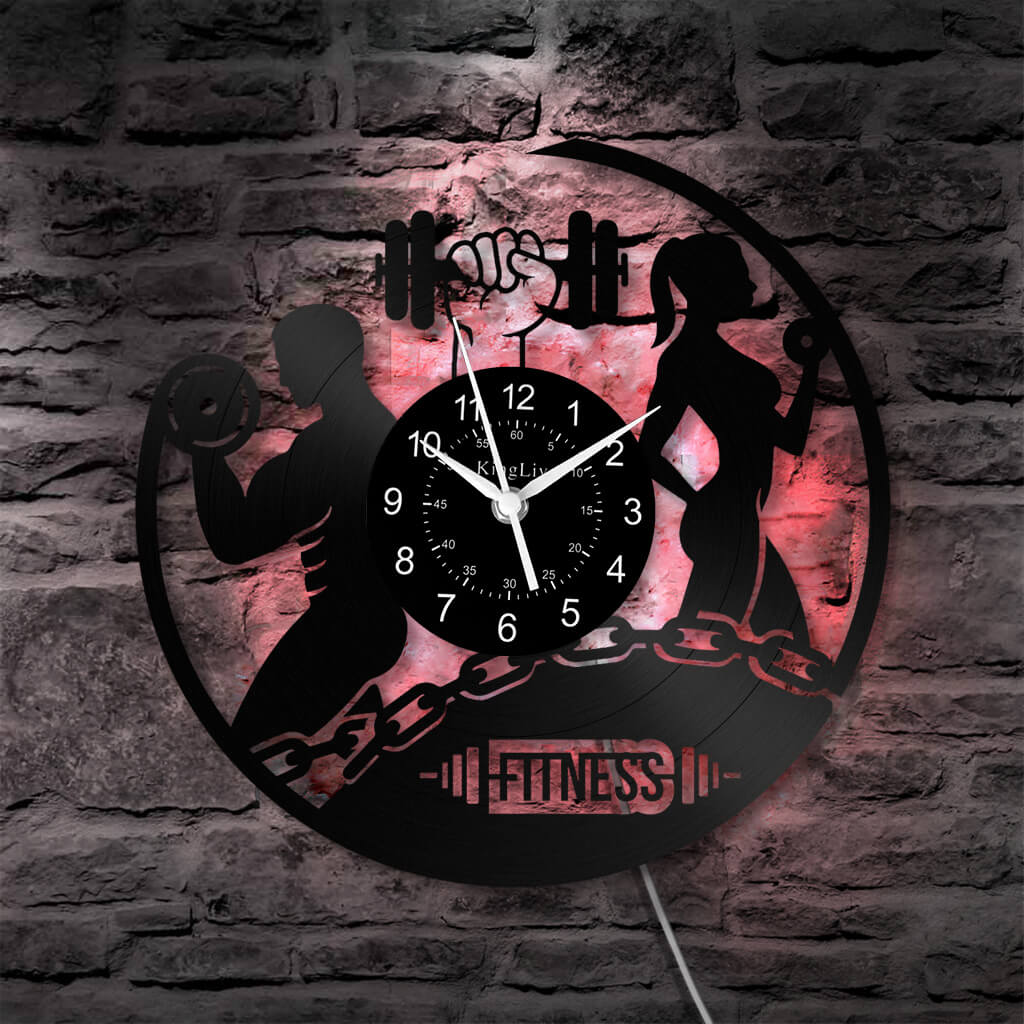 LED Vinyl Wall Clock | Fitness | 12'' | 0131WPB