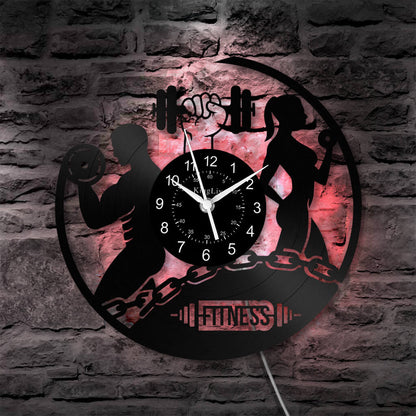 LED Vinyl Wall Clock | Fitness | 12'' | 0131WPB