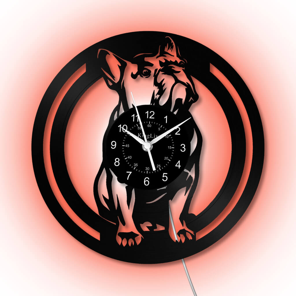 LED Vinyl Wall Clock | French Bulldog | 12'' | 0239WPB