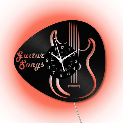 LED Vinyl Wall Clock | Guitar Songs| 12'' | 0266WPB