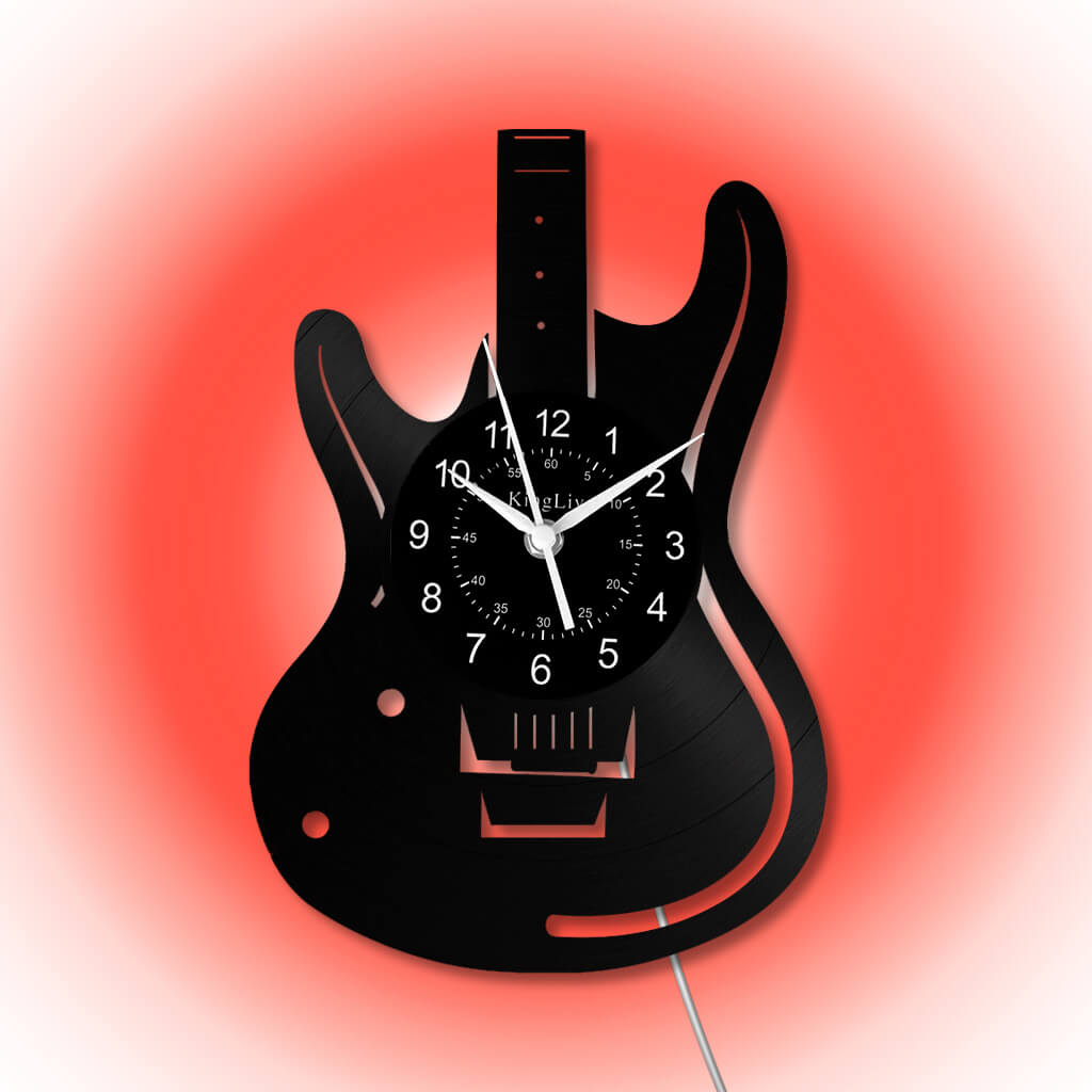 LED Vinyl Wall Clock | Guitar Music | 12''