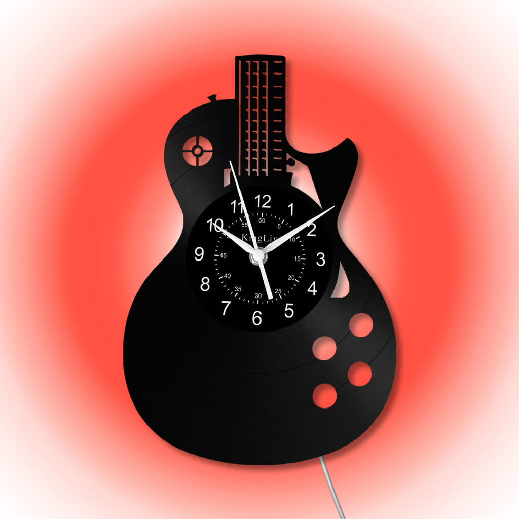 LED Vinyl Wall Clock | Guitar Music | 12''