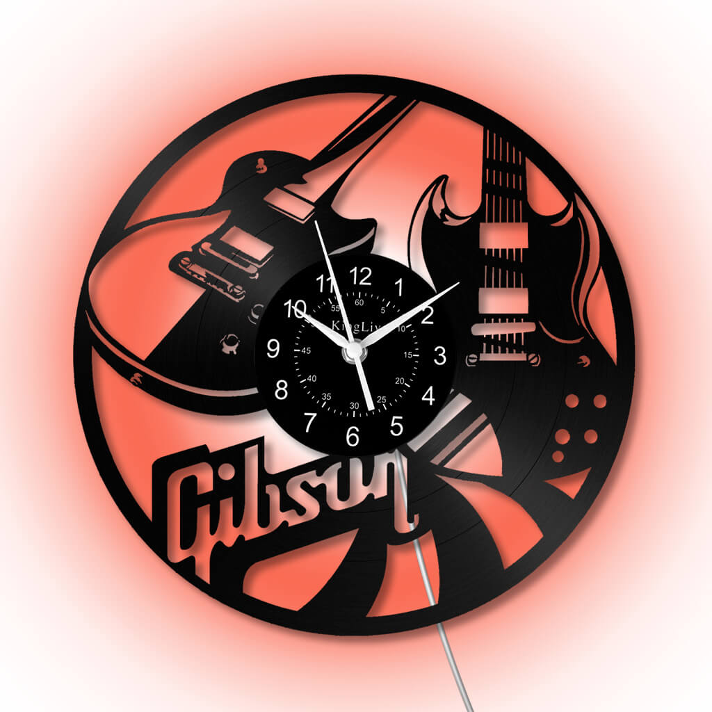 LED Vinyl Wall Clock | Guitar Music | 12''