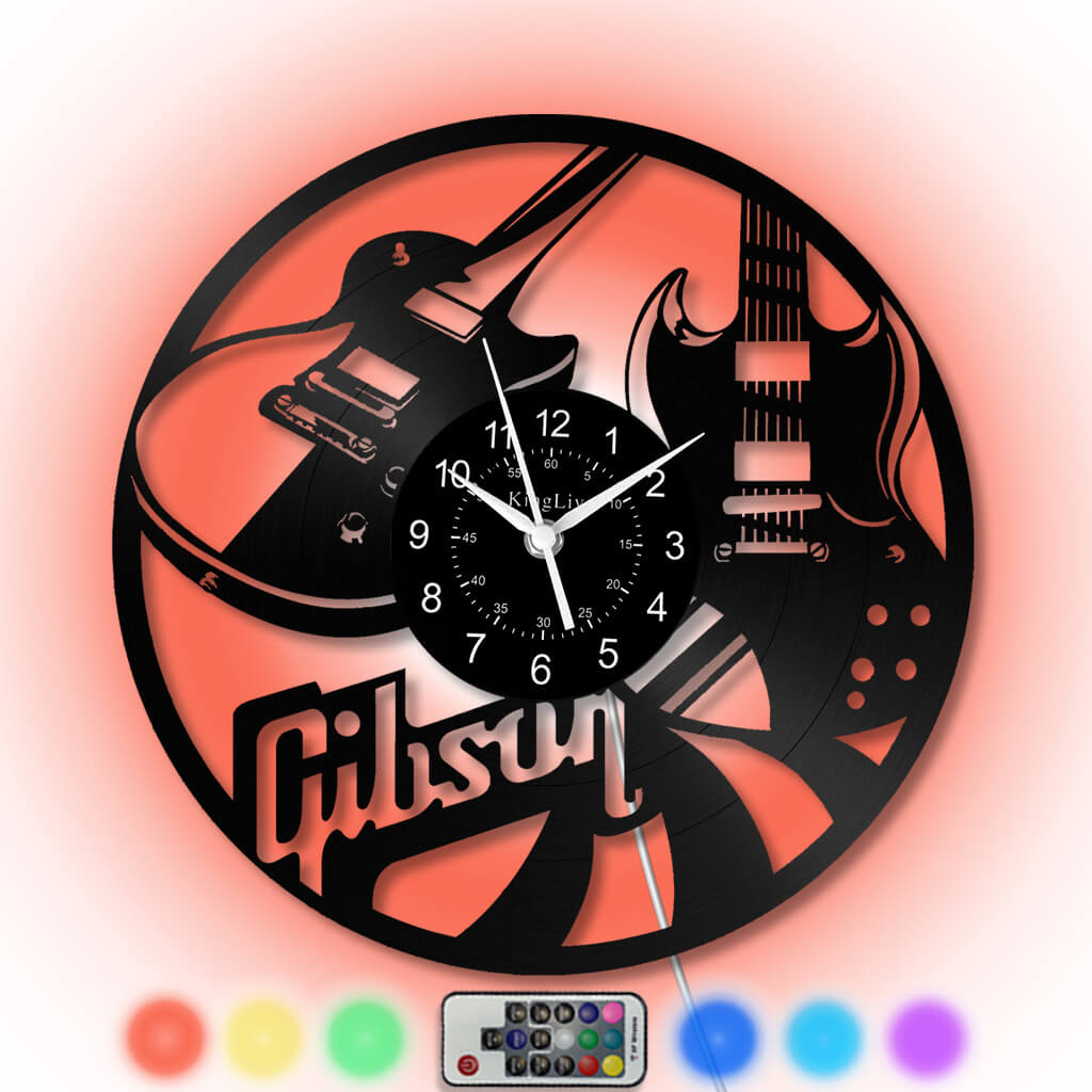 LED Vinyl Wall Clock | Guitar Music | 12''