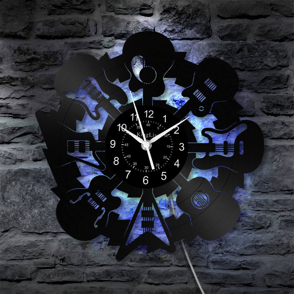 LED Vinyl Wall Clock | Guitars | 12'' | 0208WPB