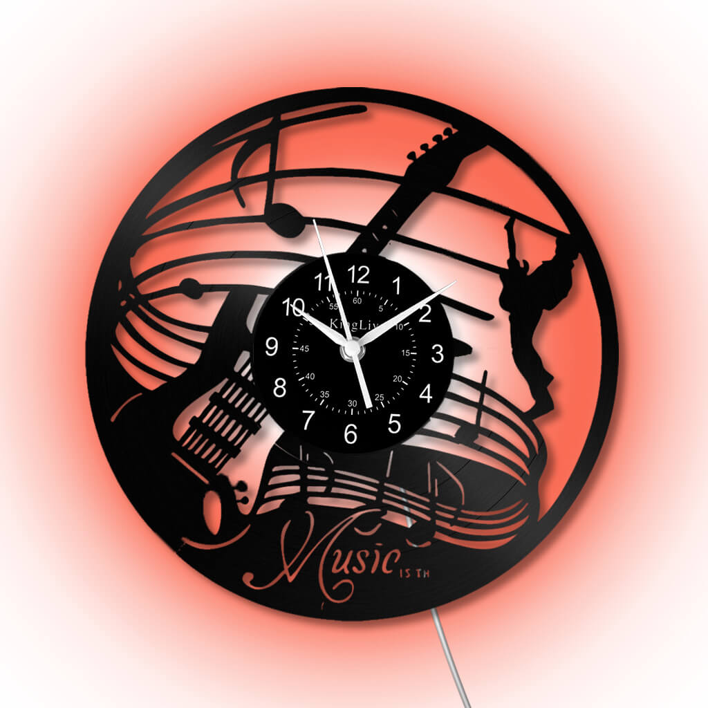 LED Vinyl Wall Clock | Guitar Music | 12''