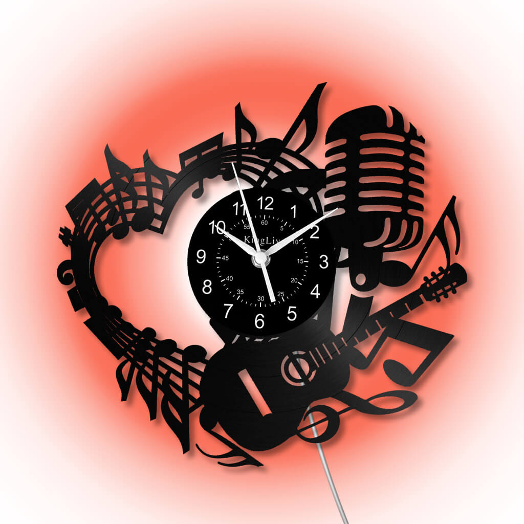 LED Vinyl Wall Clock | Guitar Music | 12'' | 0215WPB