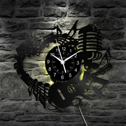 LED Vinyl Wall Clock | Guitar Music | 12'' | 0215WPB