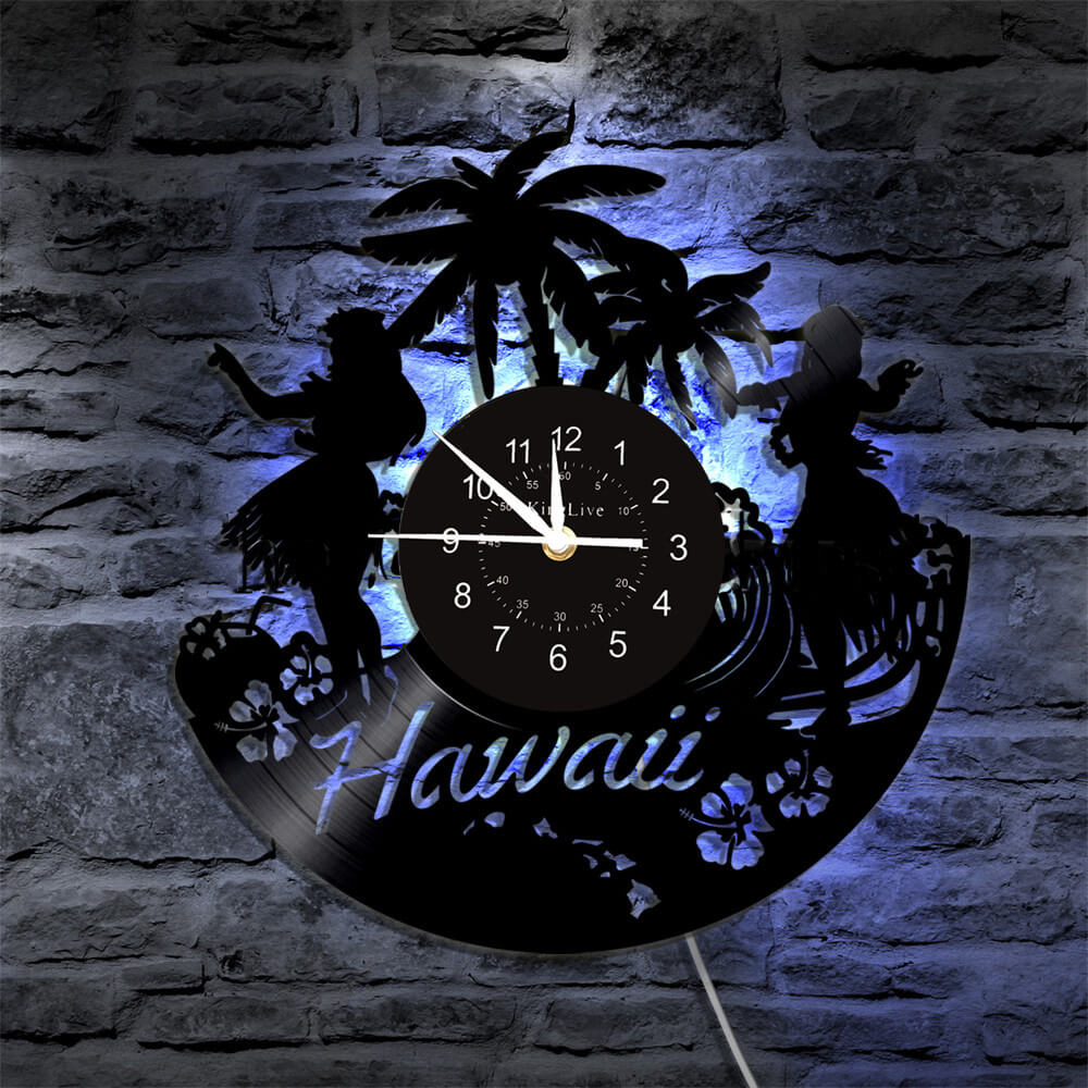 Hawaii Girl Beach Led Vinyl Record Wall Clock