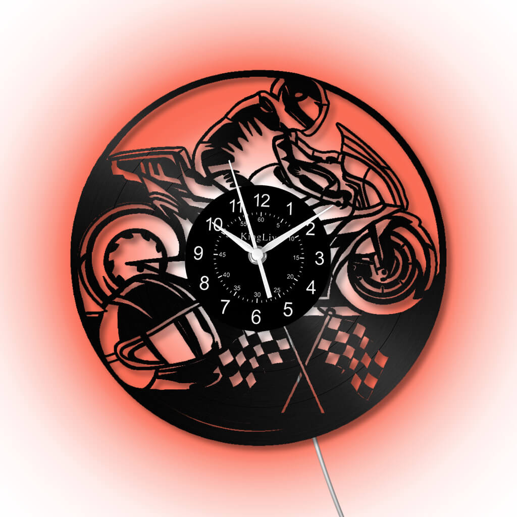 LED Vinyl Wall Clock | Motorcycle | 12'' | 0189WPB