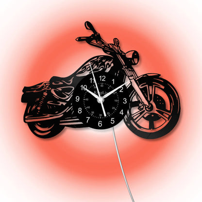 LED Vinyl Wall Clock | Motorcycle | 12'' | 0132WPB