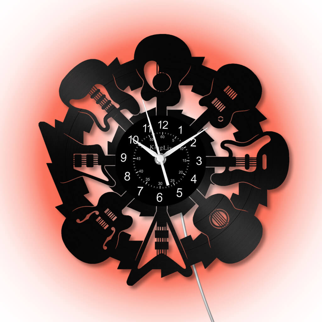 LED Vinyl Wall Clock | Guitars | 12'' | 0208WPB