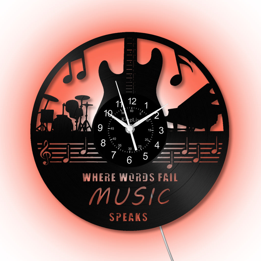 LED Vinyl Wall Clock | Guitar Music | 12'' | 0124WPB