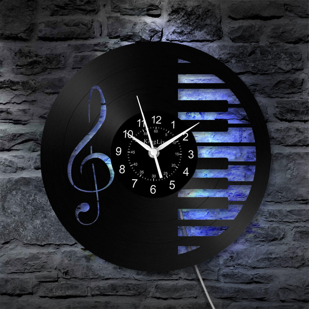 Vinyl Wall Clock | Music Note Piano | 12'' | 0280WPB