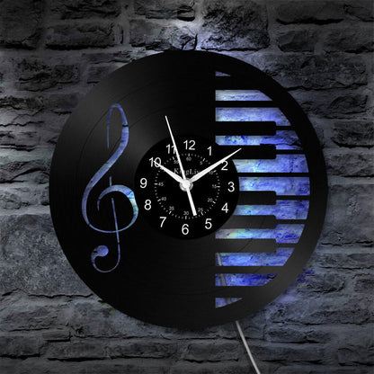 Vinyl Wall Clock | Music Note Piano | 12'' | 0280WPB