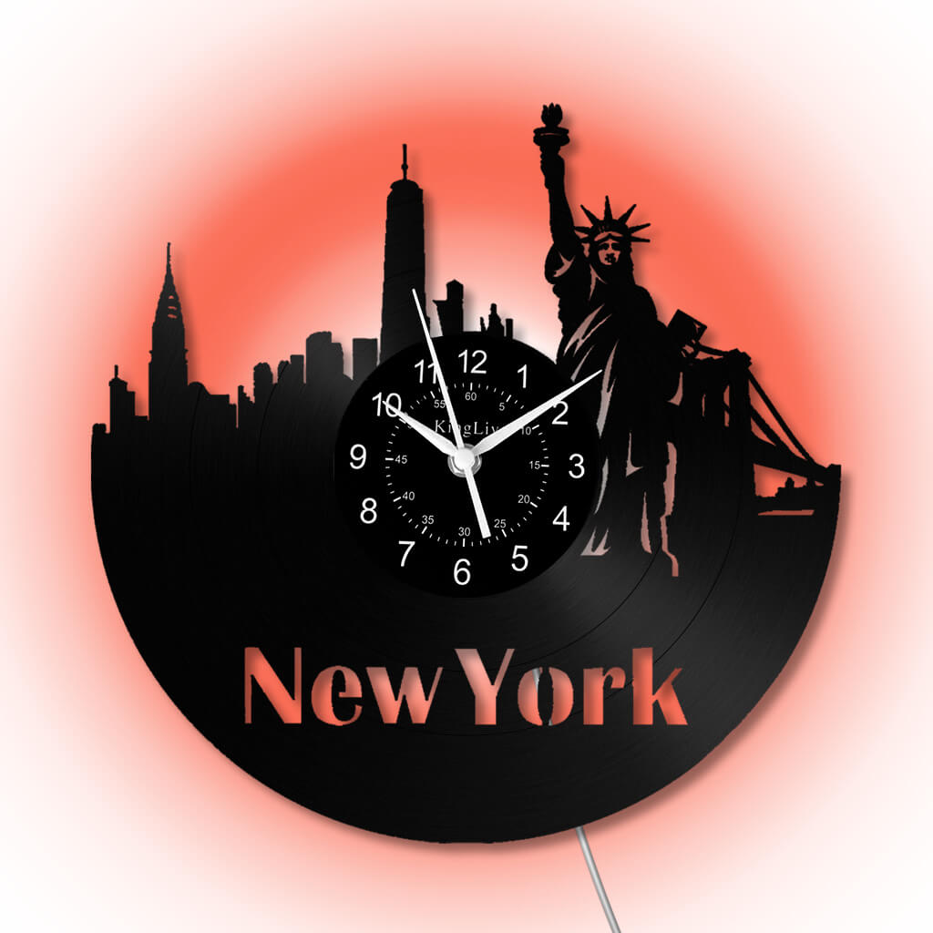 LED Vinyl Wall Clock | New York | 0205WPBN