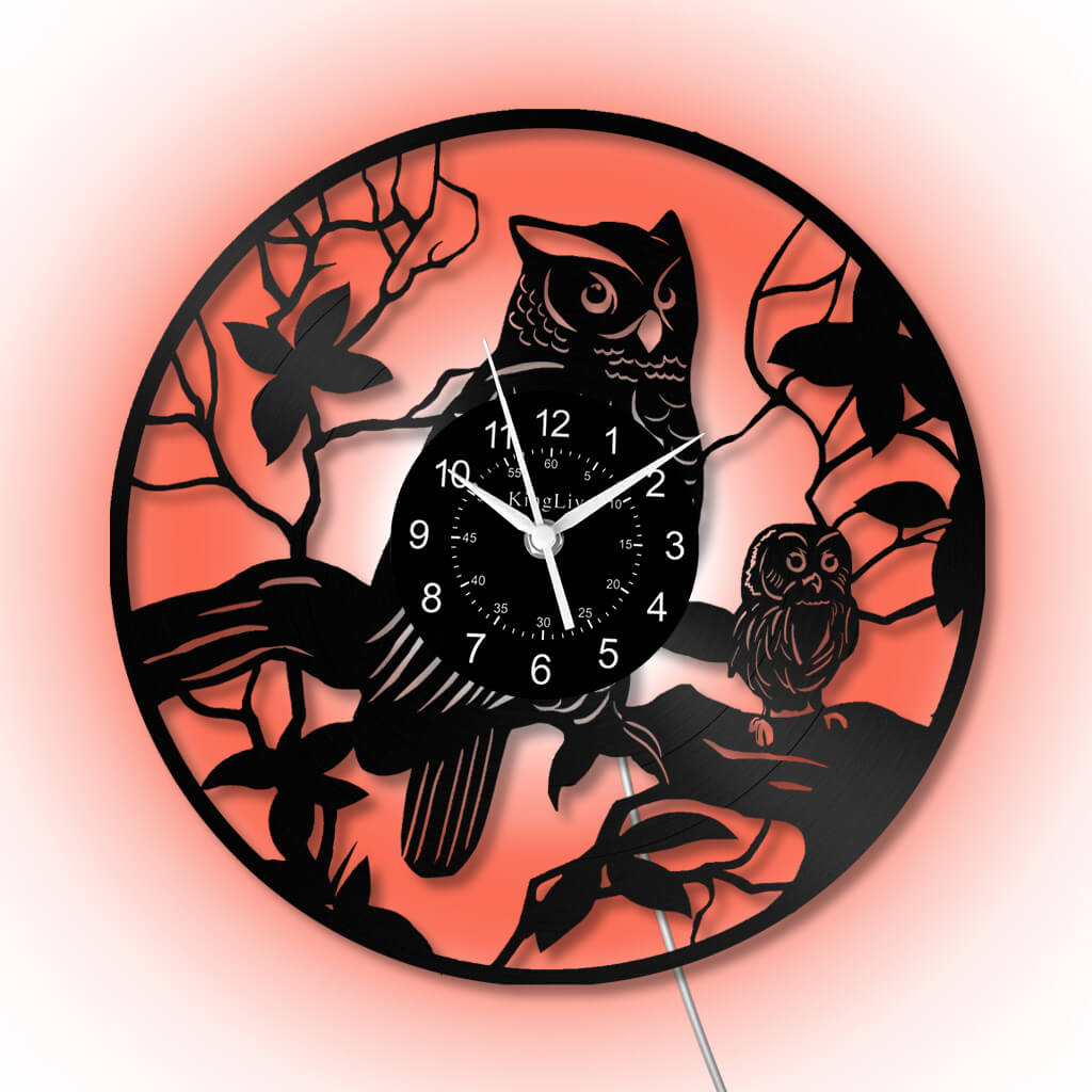 LED Vinyl Wall Clock | Owl | 12'' | 0304WPB