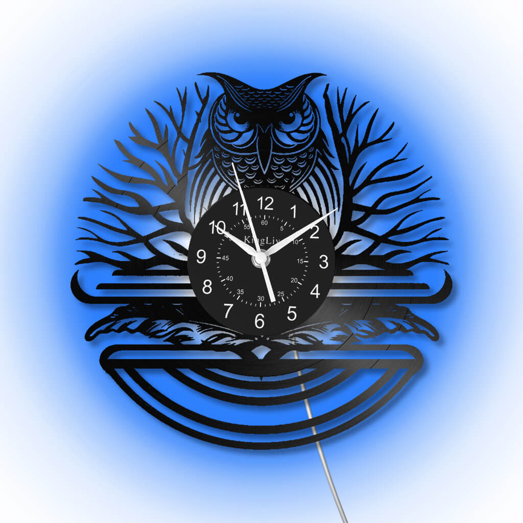 LED Vinyl Wall Clock | Owl | 12'' | 0162WPB