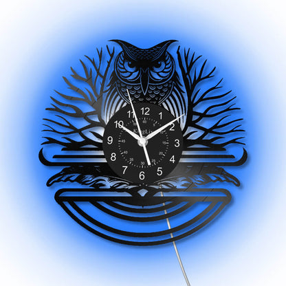 LED Vinyl Wall Clock | Owl | 12'' | 0162WPB