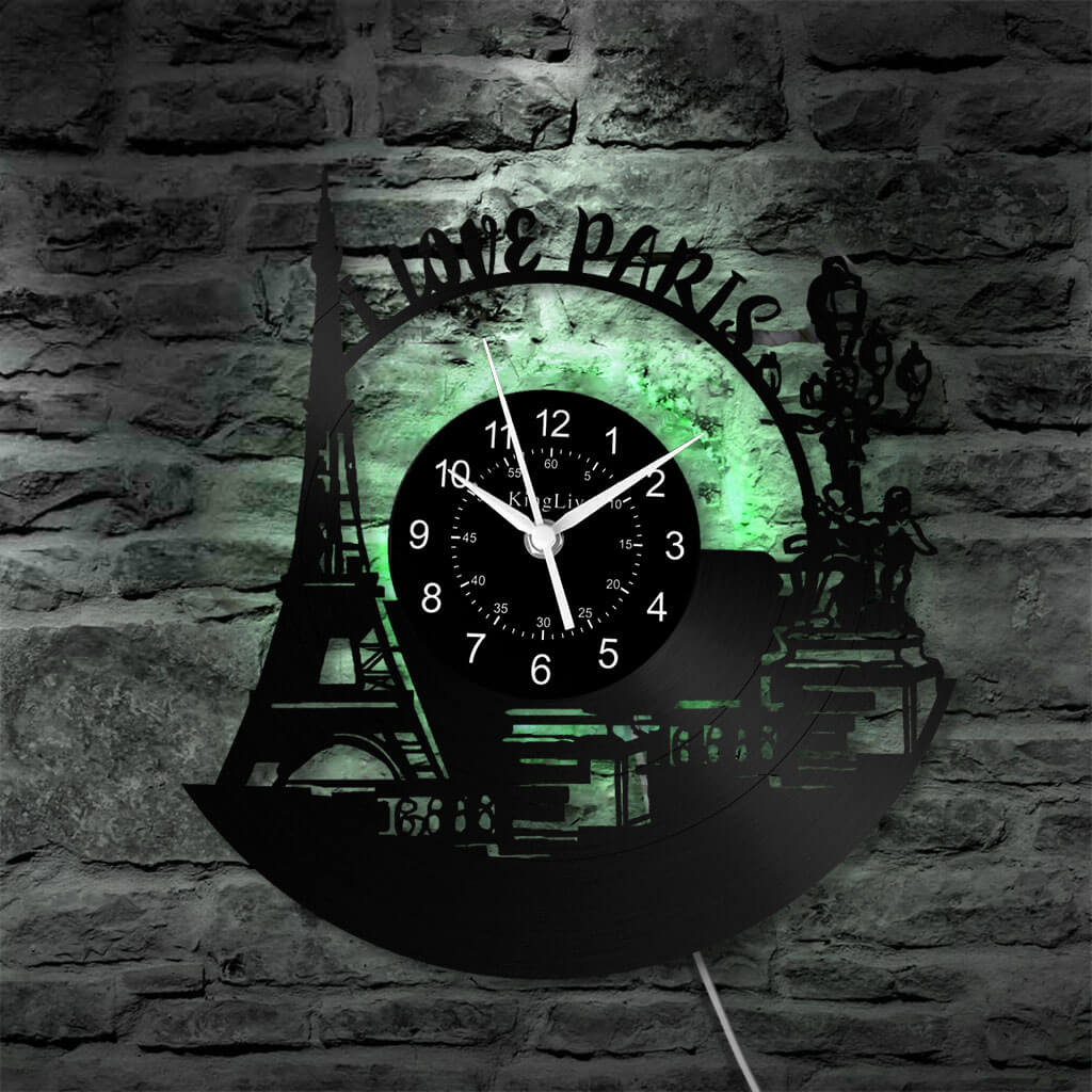 LED Vinyl Wall Clock | Paris Eiffel Tower | 12'' | 0271WPB