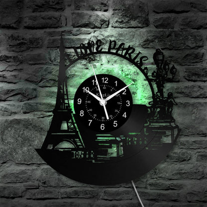 LED Vinyl Wall Clock | Paris Eiffel Tower | 12'' | 0271WPB
