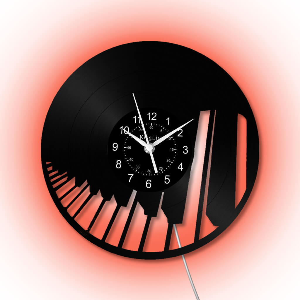 LED Vinyl Wall Clock | Piano Music Note | 12''