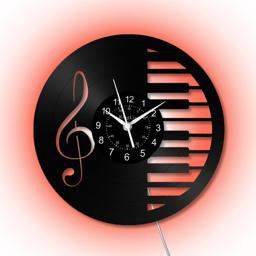 LED Vinyl Wall Clock | Piano Music Note | 12''