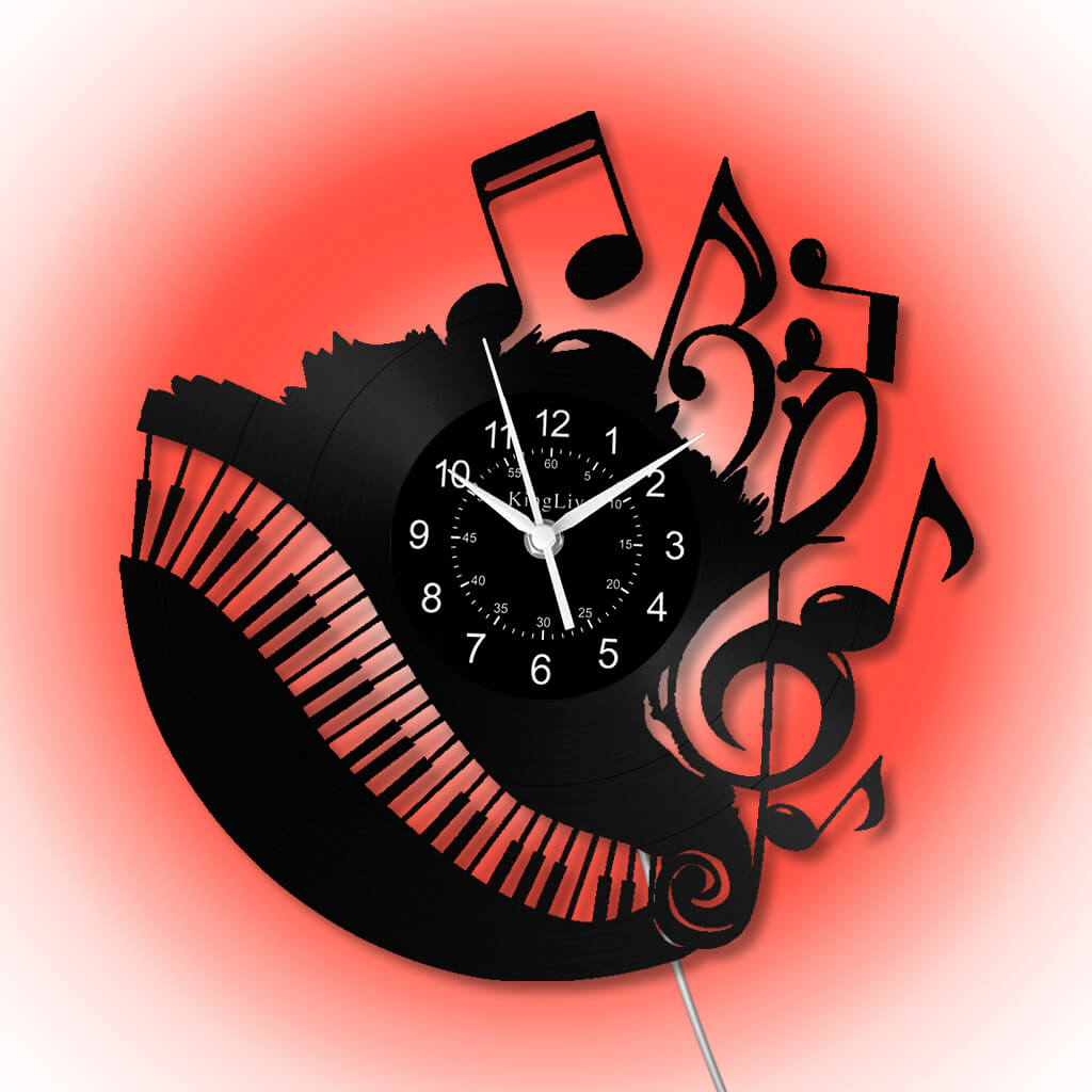 LED Vinyl Wall Clock | Piano Music Note | 12''
