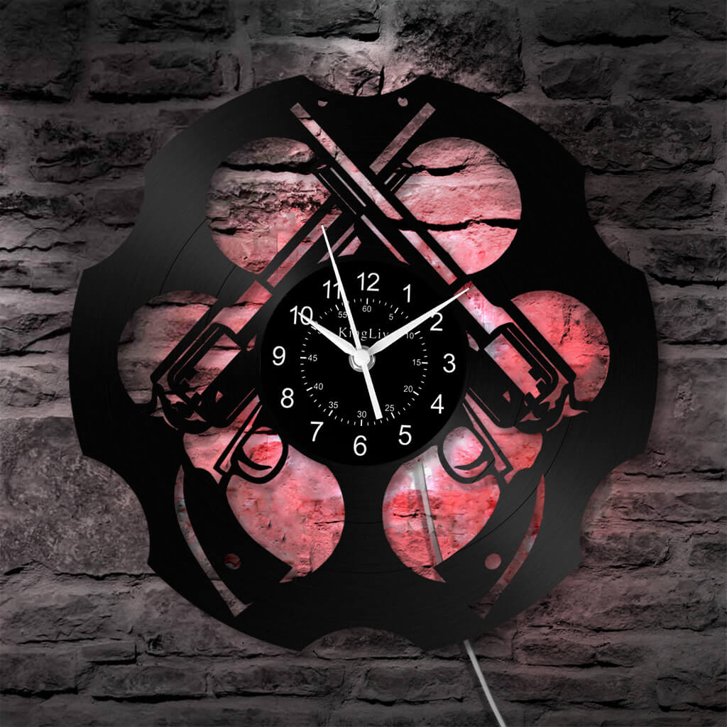 LED Vinyl Wall Clock | Pistol | 12'' | 0284WPB