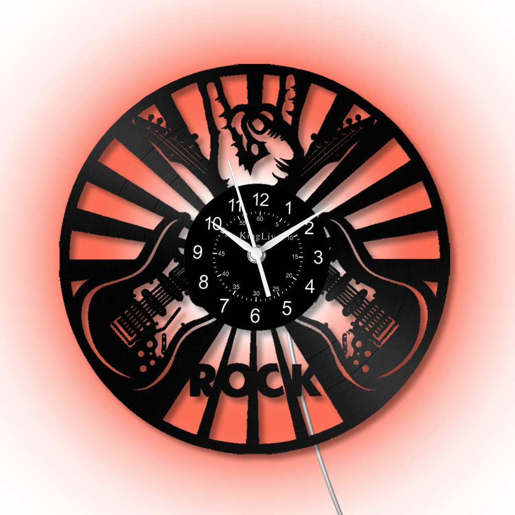 LED Vinyl Wall Clock | Guitar Music | 12''