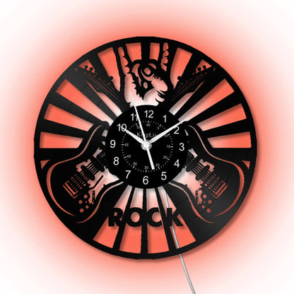 LED Vinyl Wall Clock | Guitar Music | 12''