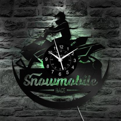 LED Vinyl Wall Clock | Snowmobile | 12'' | 0279WPB