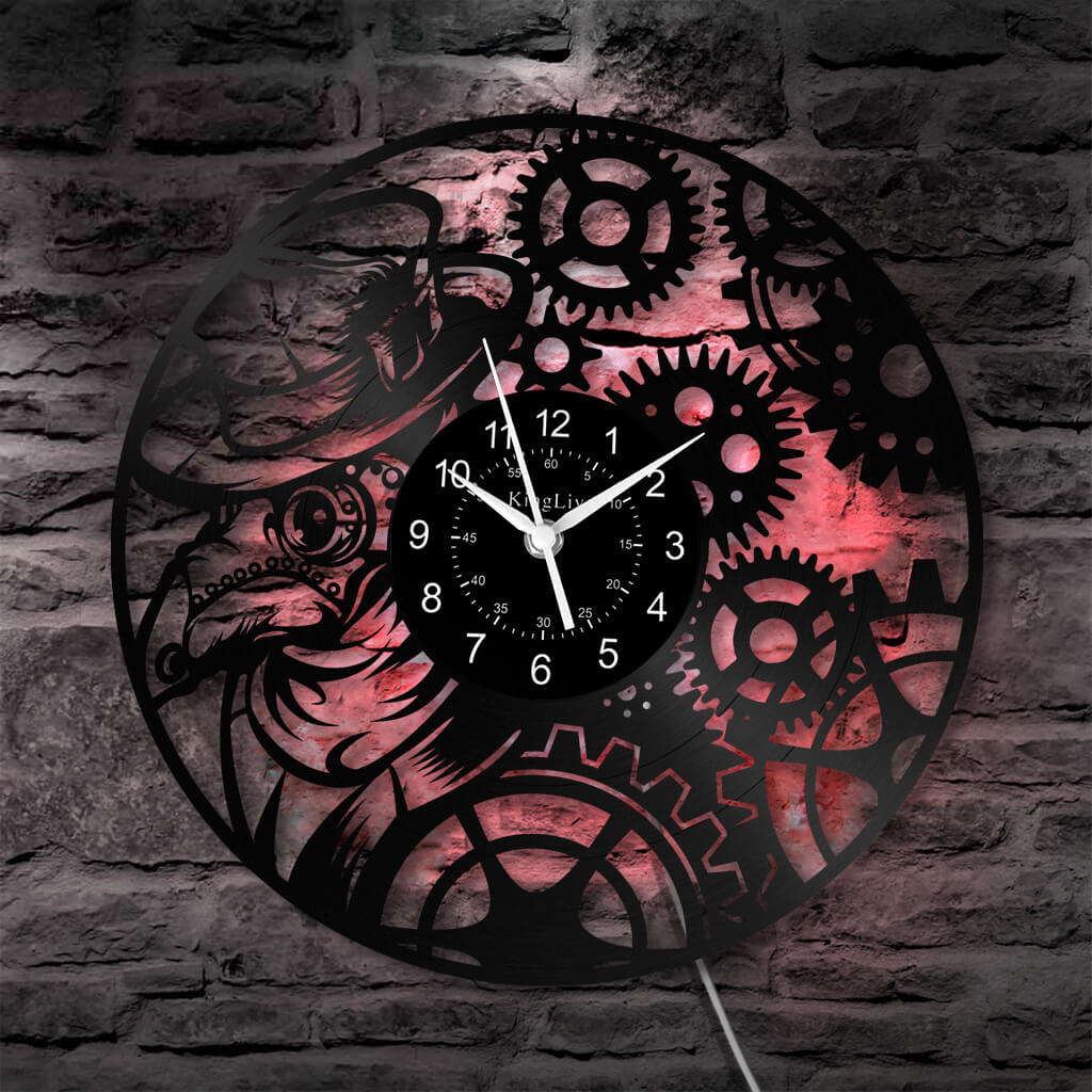 LED Vinyl Wall Clock | Steampunk | 12'' | 0303WPB